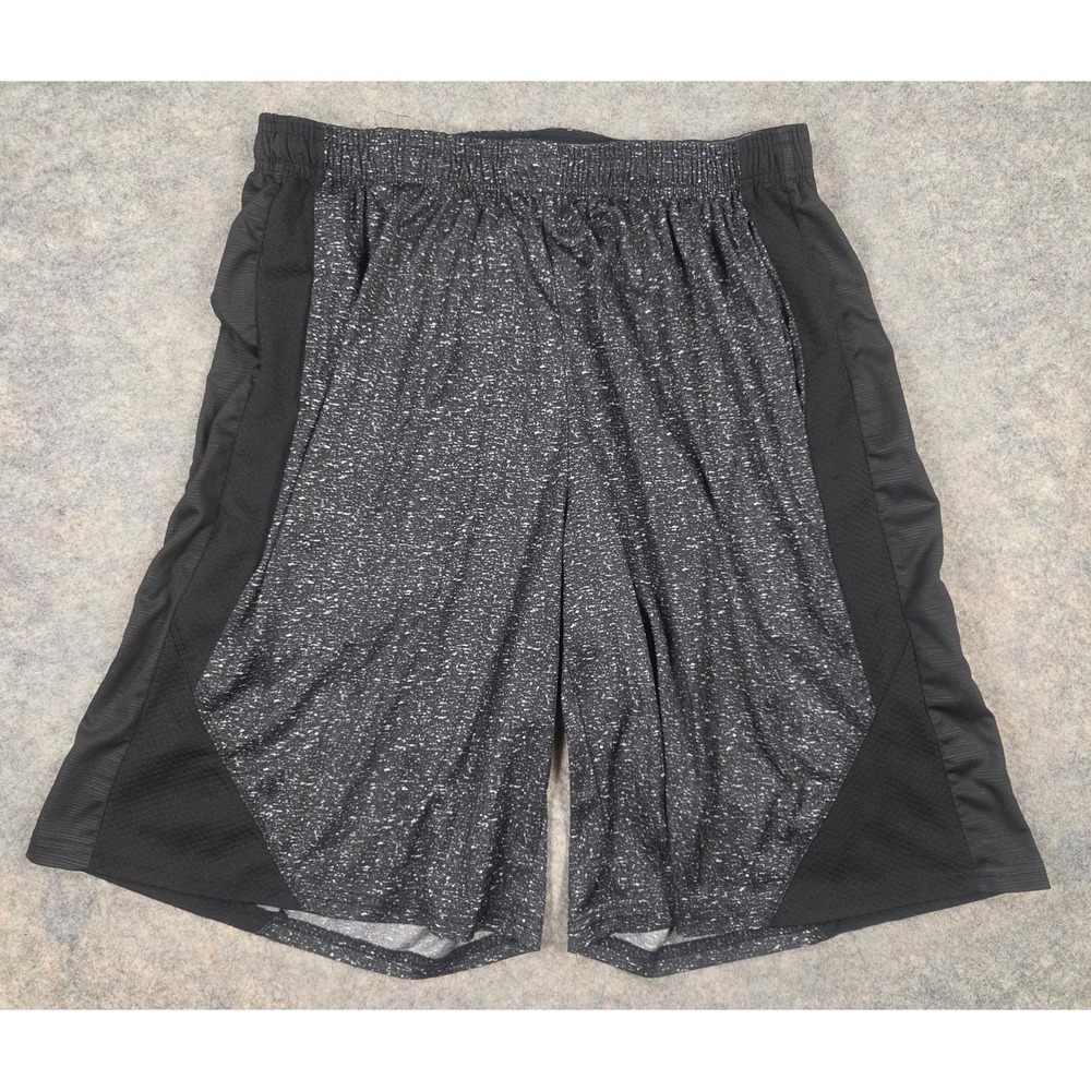 Game Time Mens XL Basketball Shorts Black White Space Dye Athletic Gym Shorts